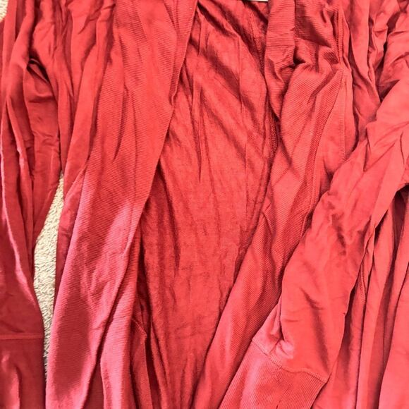 Athleta Pranayama Wrap Modal Cardigan Open Front Sweater Burnt Orange XL - Picture 3 of 4